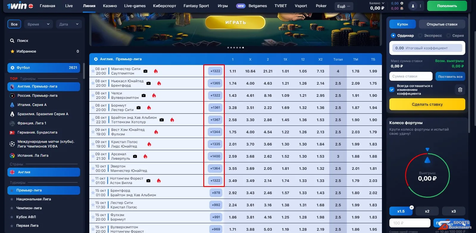 ставки на спорт 1win